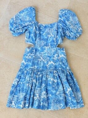 Lilly Pulitzer Kylanne Amalfi Blue Sunny State Of Mind Mini Dress size 4